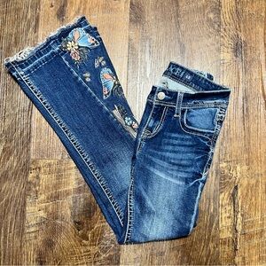 Grace in LA Girls Flare Jeans Size 12 - Butterfly and Floral Embroidered Jeans